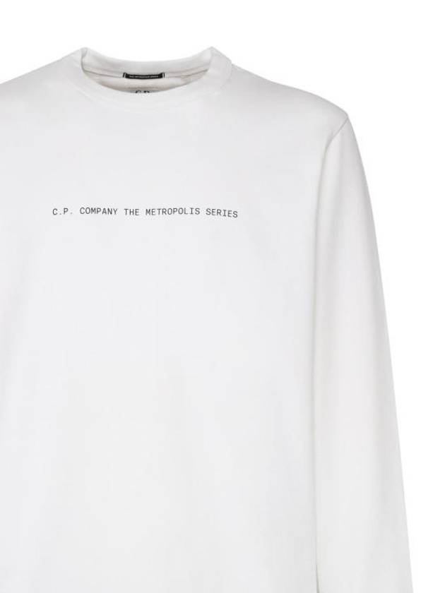 Metropolis Stretch Fleece Graphic Sweatshirt White - CP COMPANY - BALAAN 4