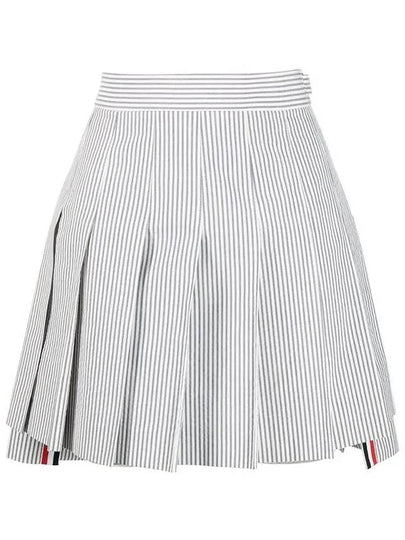 Women's Mini Drop Back Seersucker Pleated Skirt Grey - THOM BROWNE - BALAAN 2