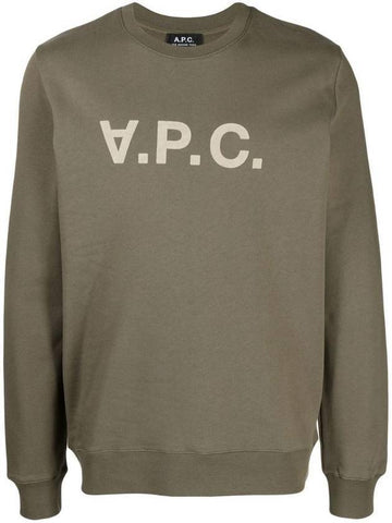 Men's VPC Color Logo Crew Neck Sweatshirt Khaki - A.P.C. - BALAAN 1