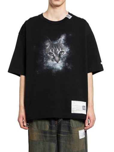 Cat Printed Short Sleeve T-Shirt Black - MAISON MIHARA YASUHIRO - BALAAN 1