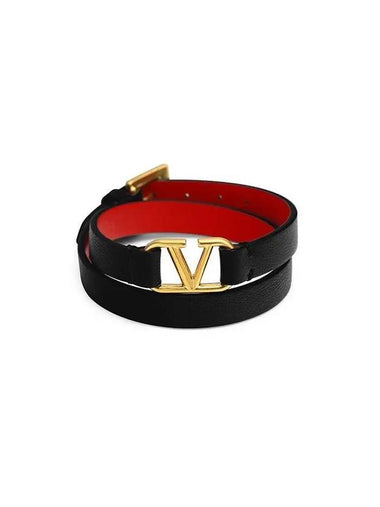 Valentino 3W2J0C31 ZXL 0SM J0C31 Garavani V logo wrap around leather bracelet - RED VALENTINO - BALAAN 1