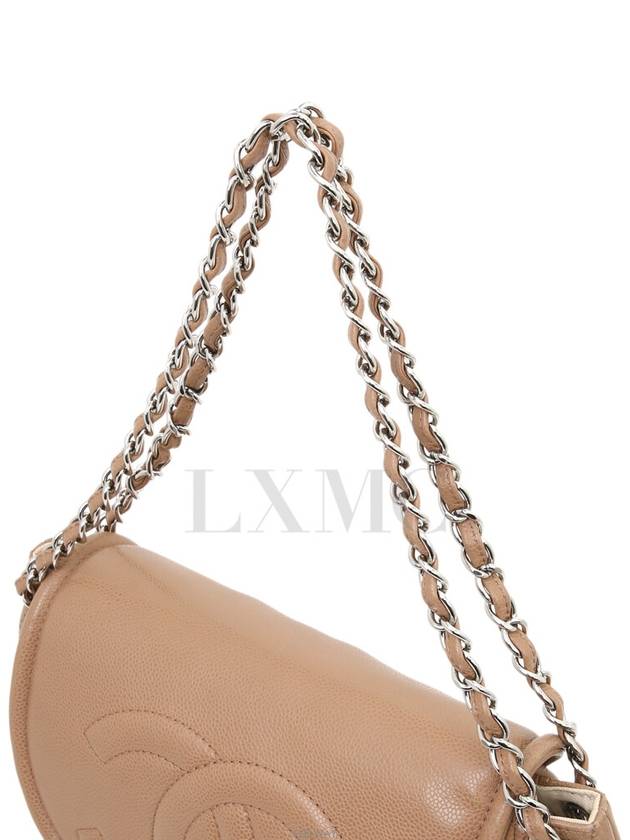 Caviar Half Moon Chain Shoulder Bag Dark Beige CC Logo A50987 - CHANEL - BALAAN 5