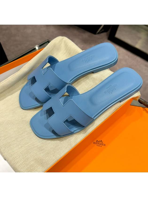 Women's Oran Sandals Calfskin Pale Blue - HERMES - BALAAN 2