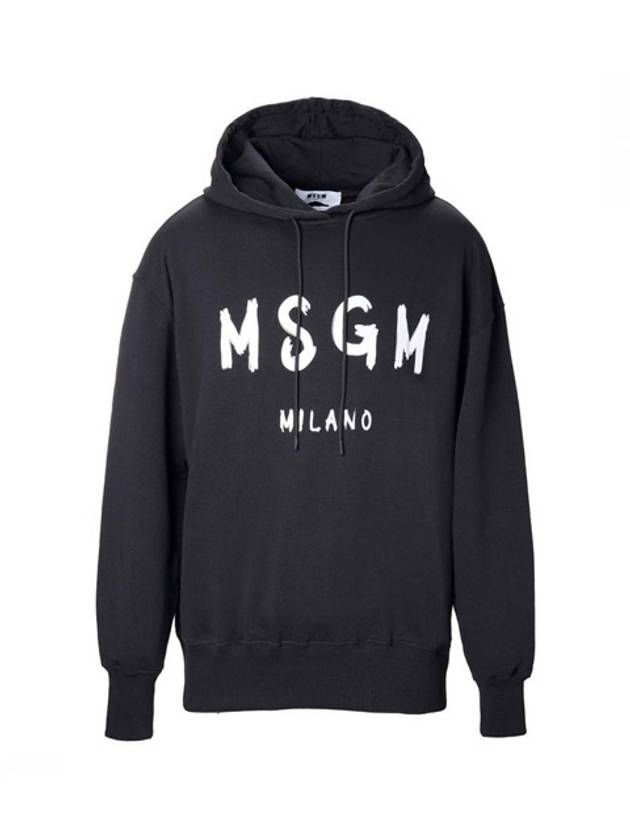 Milano Brushed Logo Print Hoodie Black - MSGM - BALAAN 2