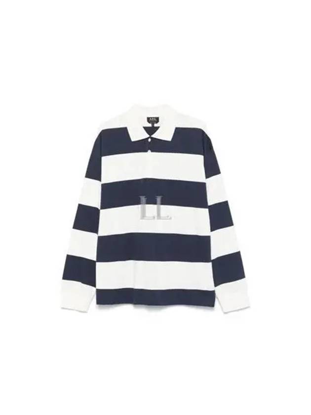 Riley Striped Long Sleeve Polo Shirt Navy White - A.P.C. - BALAAN 2