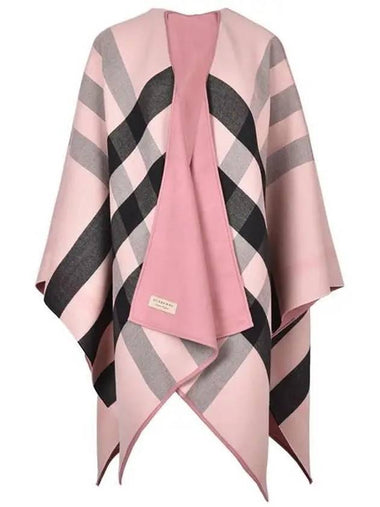 Check Reversible Wool Cape Ash Rose - BURBERRY - BALAAN 1