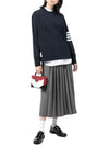 Engineered 4 Bar Medium Weight Jersey Oversized Long Sleeved T-Shirt Navy - THOM BROWNE - BALAAN 3