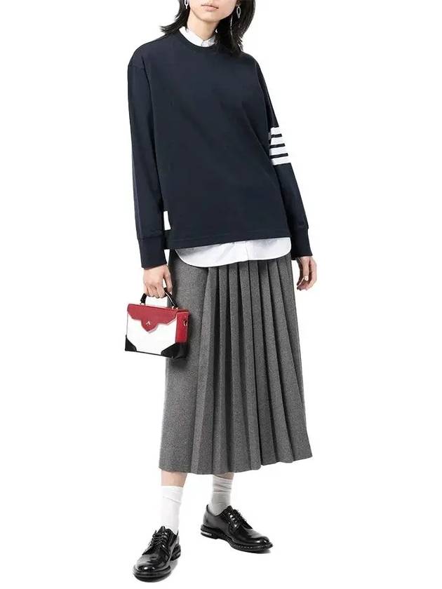 Engineered 4 Bar Medium Weight Jersey Oversized Long Sleeved T-Shirt Navy - THOM BROWNE - BALAAN 3