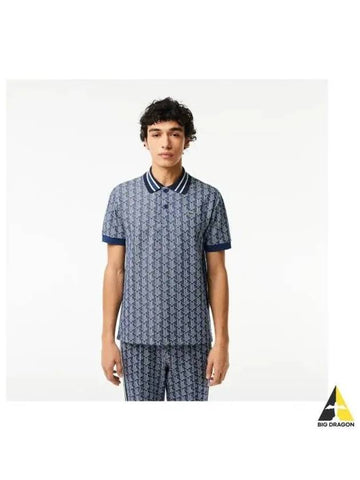 Men s Monogram Jacquard Polo Navy - LACOSTE - BALAAN 1