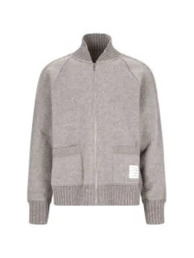 Alpaca Wool Zipper Bomber Jacket Grey - THOM BROWNE - BALAAN 2