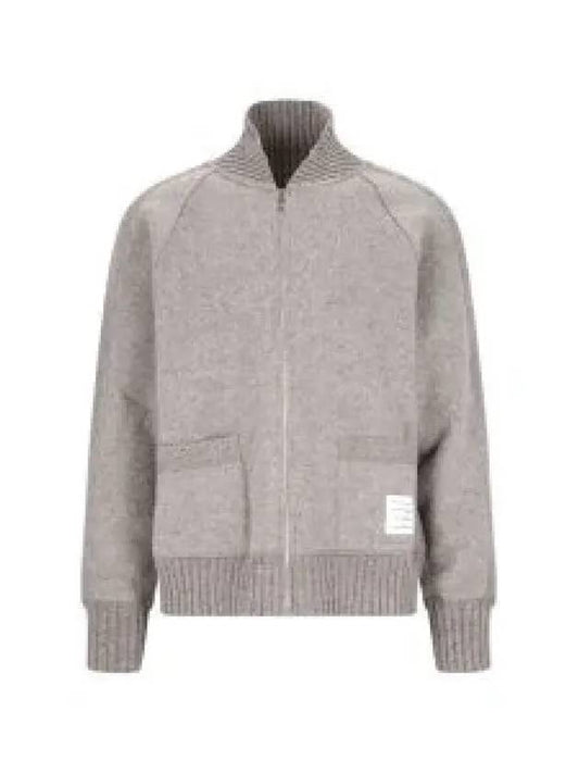 Alpaca Wool Zipper Bomber Jacket Grey - THOM BROWNE - BALAAN 2