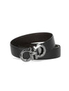 Men's Reversible Double Gancini Leather Belt Black - SALVATORE FERRAGAMO - BALAAN 2