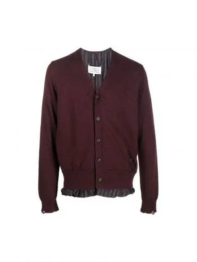 Men's Distressed Cardigan Burgundy - MAISON MARGIELA - BALAAN 2