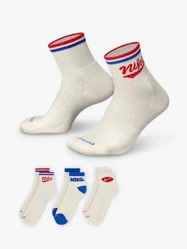 Everyday Plus Ankle Socks 3 Pairs White - NIKE - BALAAN 2