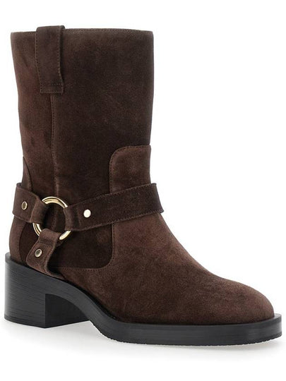 'Jax' Brown Ankle Boots With Ring Hardware Detail In Leather And Suede Woman - STUART WEITZMAN - BALAAN 2