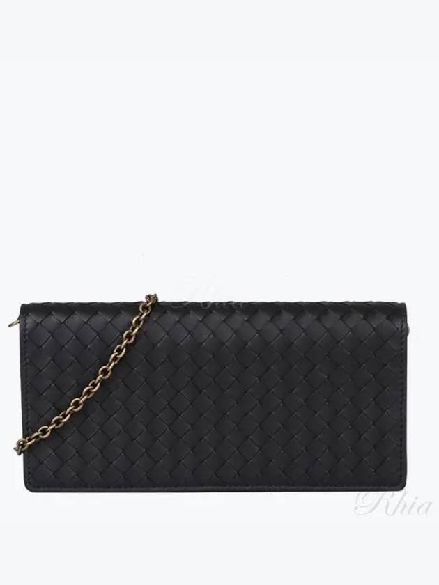 Leather Intrecciato Chain Shoulder Bag Black - BOTTEGA VENETA - BALAAN 2