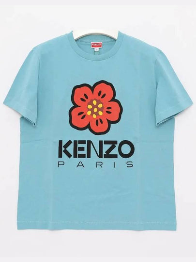 Women's Boke Flower Loose Fit Cotton Short Sleeve T-Shirt Light Blue - KENZO - BALAAN 2