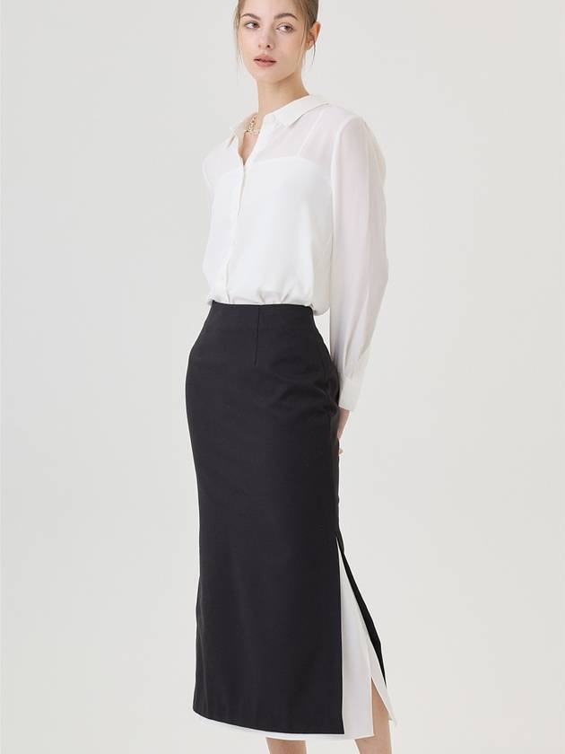 wool black and white double layer skirt - RS9SEOUL - BALAAN 3
