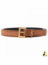 Monogram Antique Buckle Suede Belt Brown - SAINT LAURENT - BALAAN 2