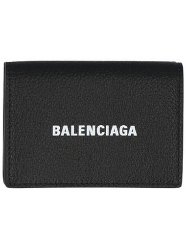 Logo Print Tri-Fold Half Wallet Black - BALENCIAGA - BALAAN 1