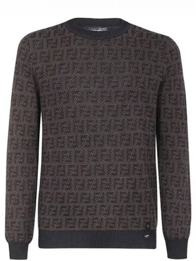 FF Logo Printed Wool Knit Top Black - FENDI - BALAAN 2