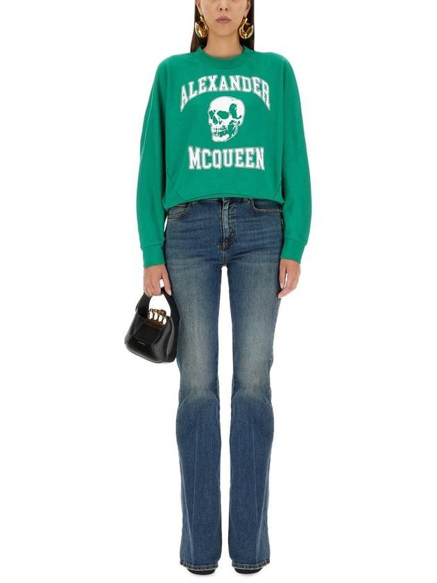 Skull Print Sweatshirt Green - ALEXANDER MCQUEEN - BALAAN 4