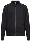 Brushed Cotton Fleece Zip-Up Jacket Black - STONE ISLAND - BALAAN 2