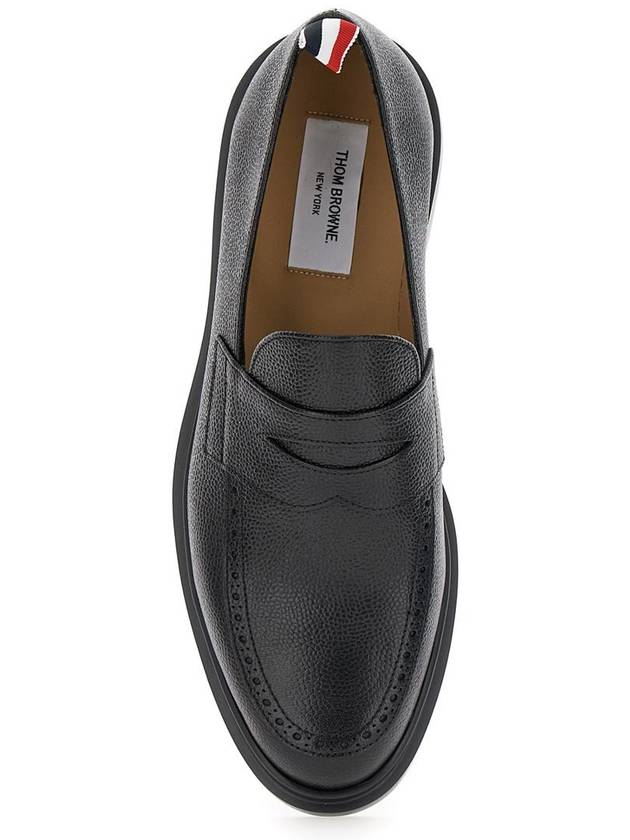 Pebble Grain Rubber Sole Penny Loafer Black - THOM BROWNE - BALAAN 5