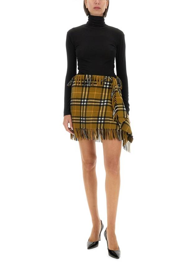 Check Wool Cashmere A-Line Skirt Oxide - BURBERRY - BALAAN 3