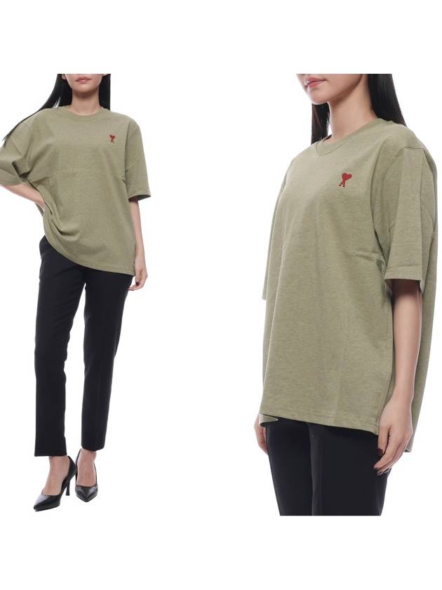 Small Heart Logo Boxy Fit Short Sleeve T-Shirt Heather Sage - AMI - BALAAN 3