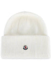 Logo Patch Wool Beanie Ivory 3B00048 M1241 035 - MONCLER - BALAAN 2