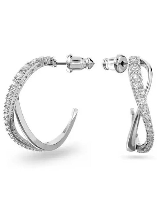 Twisted Hoop Earrings Silver - SWAROVSKI - BALAAN 2