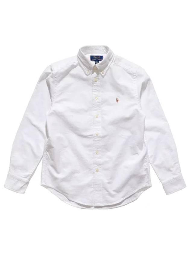 Embroidered Logo Oxford Long Sleeve Shirt White - POLO RALPH LAUREN - BALAAN 1