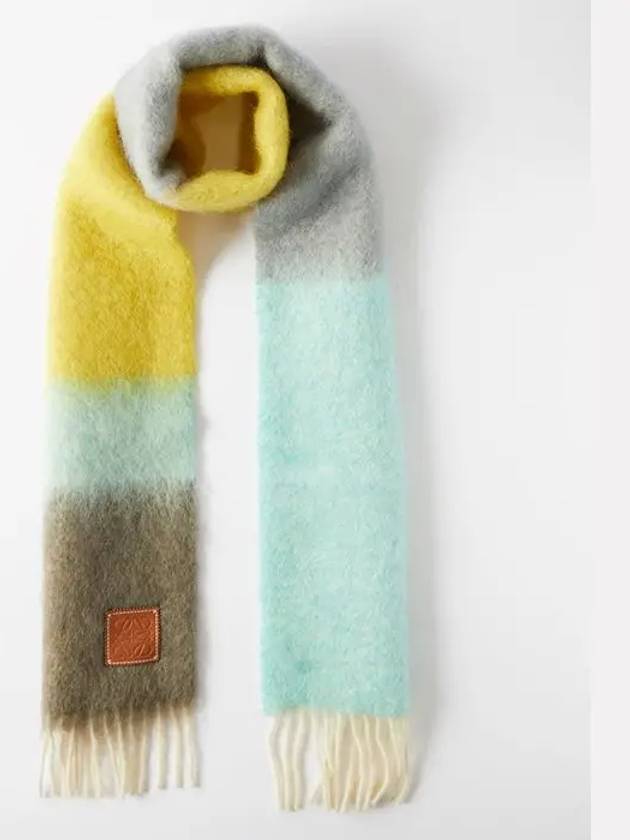 Wool Mohair Stripe Muffler Grey - LOEWE - BALAAN 2