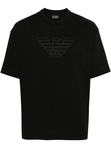 Men's Cotton Heavyweight Short Sleeve T-Shirt Black - EMPORIO ARMANI - BALAAN 1