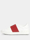 Men's Hidden Open Band Low Top Sneakers White Burgundy - VALENTINO - BALAAN 2