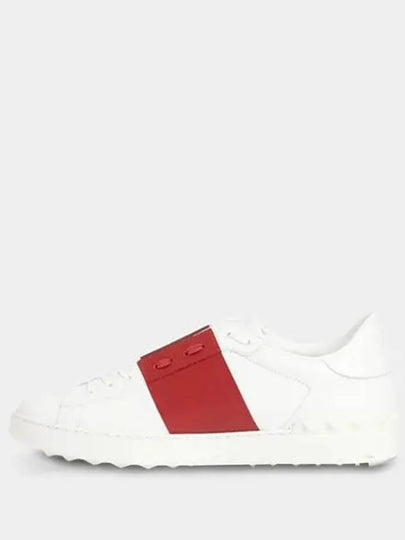 Rockstud Hidden Open Band Low Top Sneakers White Burgundy - VALENTINO - BALAAN 2