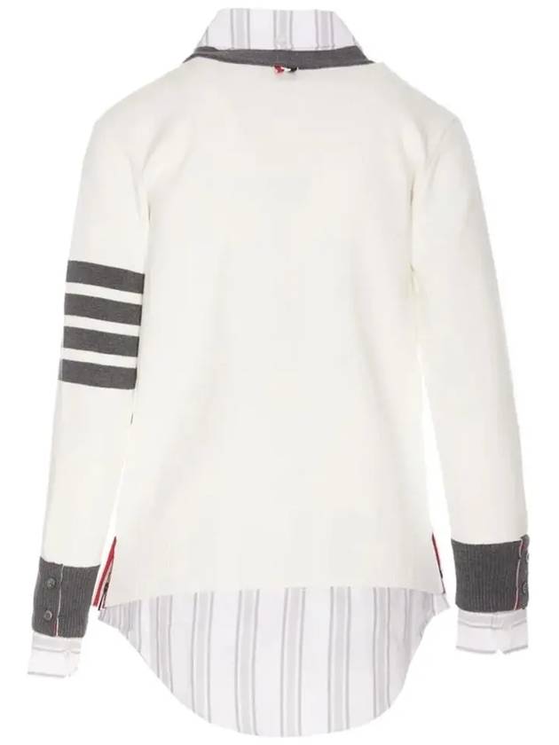 Milano Stitch Oxford Shirt Cardigan Set White - THOM BROWNE - BALAAN 4