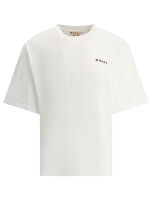 Logo Print Short Sleeve T-Shirt White - MARNI - BALAAN 2