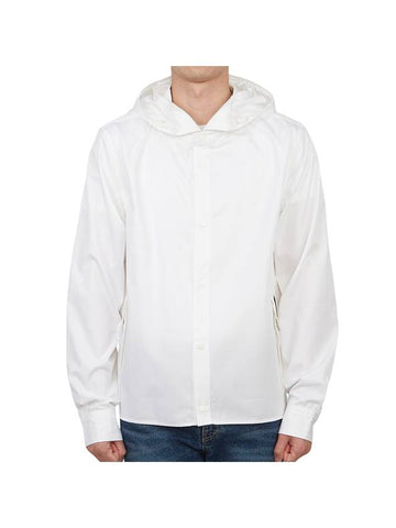 Gabardine PD Metropolis Logo Badge Button Hoodie White - CP COMPANY - BALAAN 1