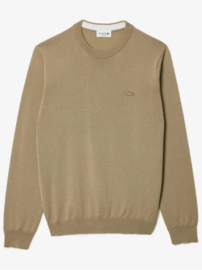 Crew Neck Merino Wool Knit Top Brown - LACOSTE - BALAAN 2