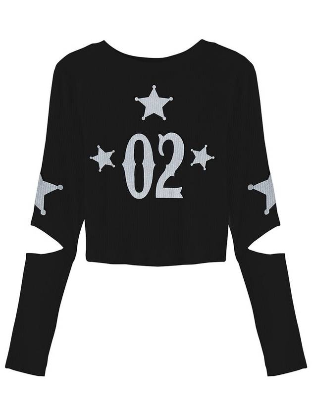 Star ribbed long sleeve t shirt black - MSKN2ND - BALAAN 2