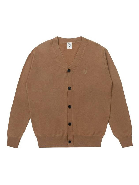 Men's Wool V-neck Cardigan Camel SW21IW01CM - SOLEW - BALAAN 2