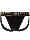 Men's Greca Border Jock Strap Briefs Black - VERSACE - BALAAN.