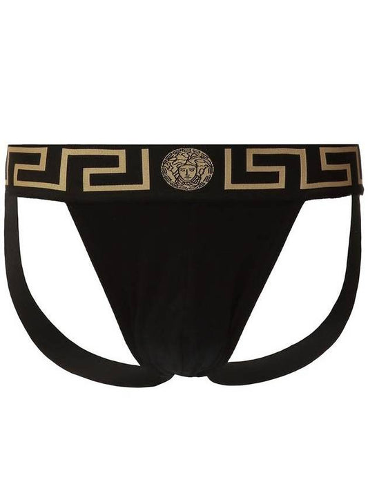 Men's Greca Border Jock Strap Briefs Black - VERSACE - BALAAN 1