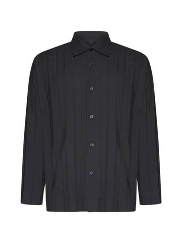 Pleated Long Sleeve Shirt Charcoal - ISSEY MIYAKE - BALAAN 1