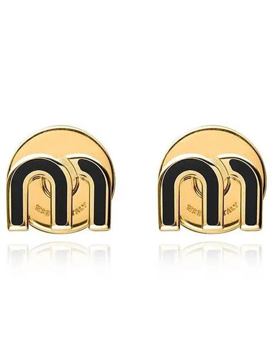 Enameled Metal Earrings Black - MIU MIU - BALAAN 2