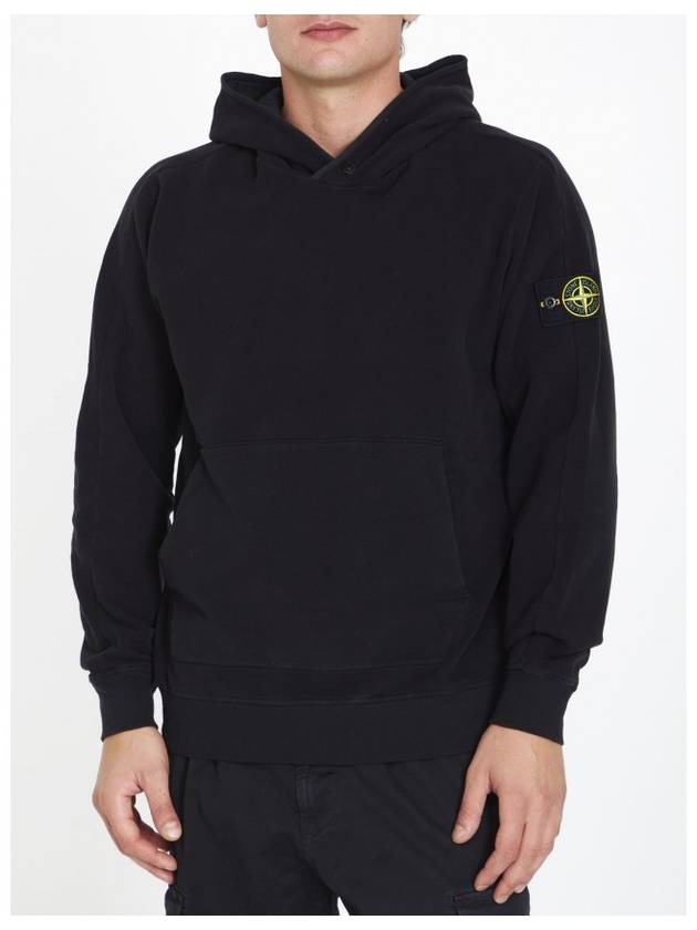 Compass Logo Patch Hoodie Black - STONE ISLAND - BALAAN 3