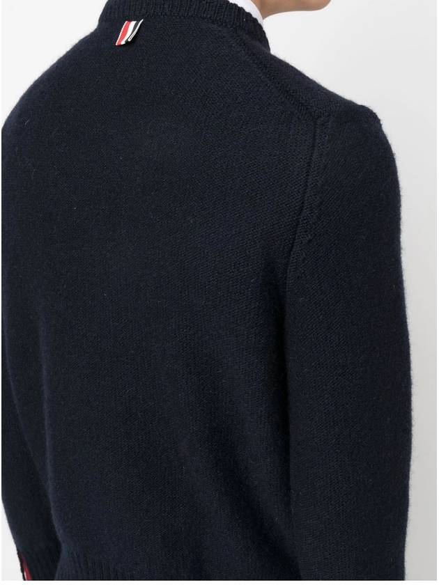 Donegal 4-Bar Striped Crew Neck Wool Knit Top Navy - THOM BROWNE - BALAAN 6