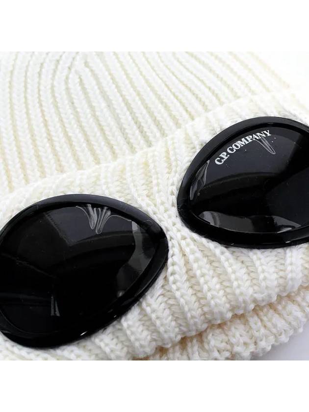 Signature Goggles Wool Beanie White - CP COMPANY - BALAAN 4